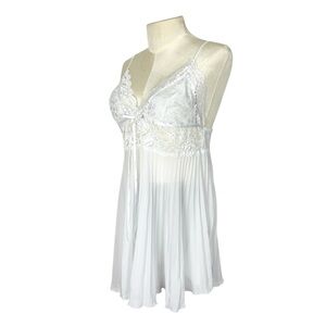White lingerie top size M pure white pleated Babydoll lace bodice Sheer coquette